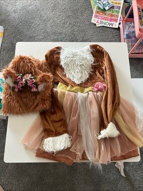 Spirit Brown Fox Costume with Pink and Cream Tulle Skirt and Floral Headband